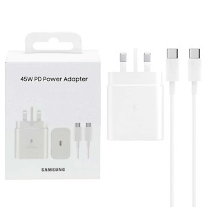 شارژر سرکارتنی 3 پین سامسونگ 45W تایپ سی مدل EP-TA845 به همراه کابل تایپ سی